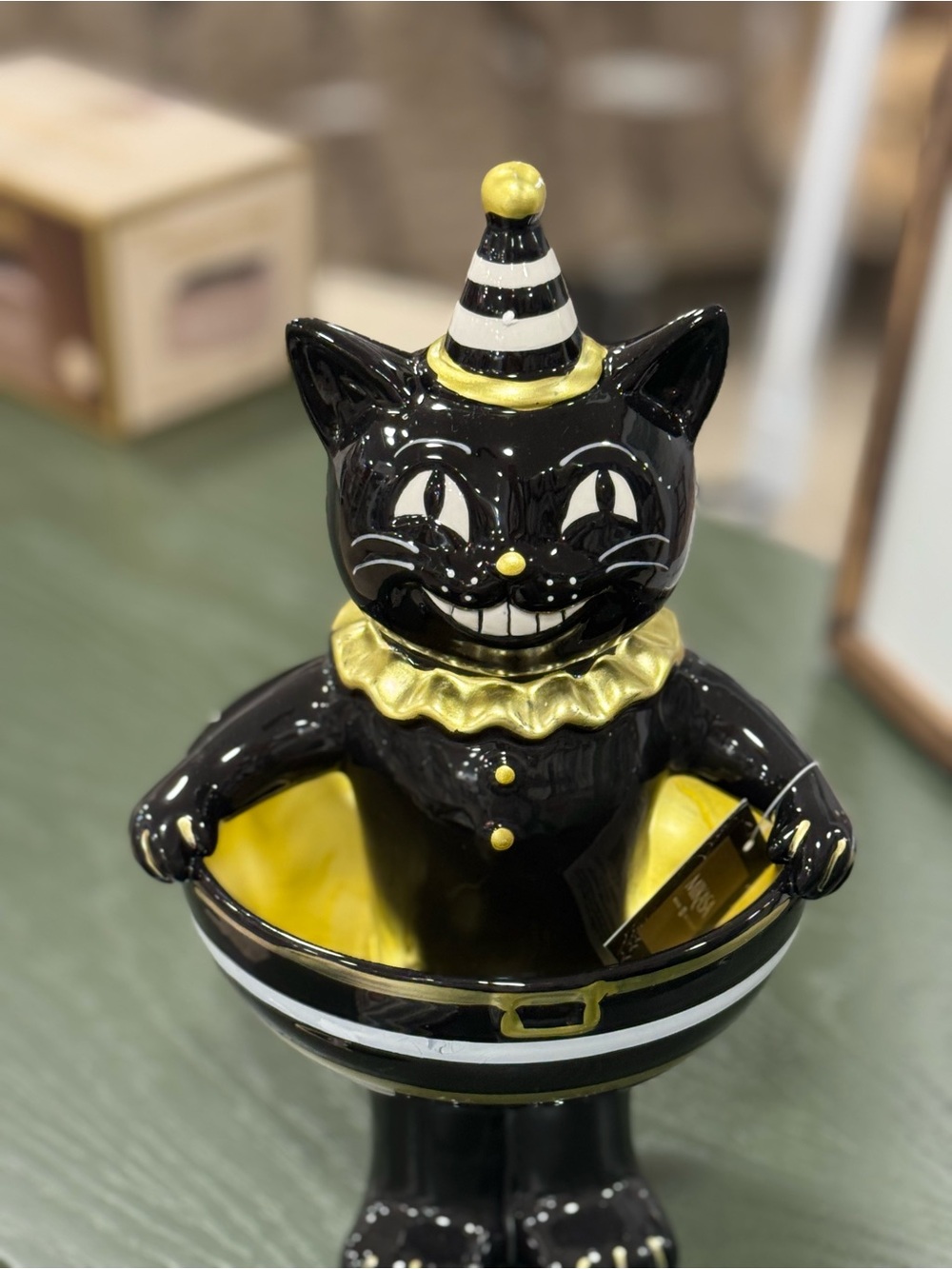 Mikasa Black and Gold Ceramic Cat Candy Bowl - Decorative Home Accent